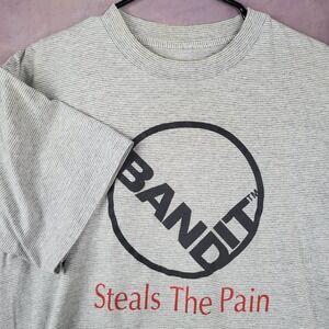Vintage Bandit Single Stitch T-Shirt Striped Men's Size L/XL No Tag Gray